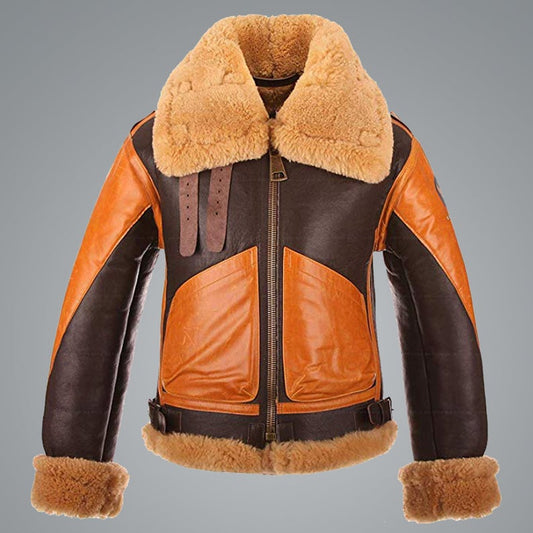 Aviator RAF Sheepskin Men B3 Shearling Bomber Leather Jacket - bombersflight