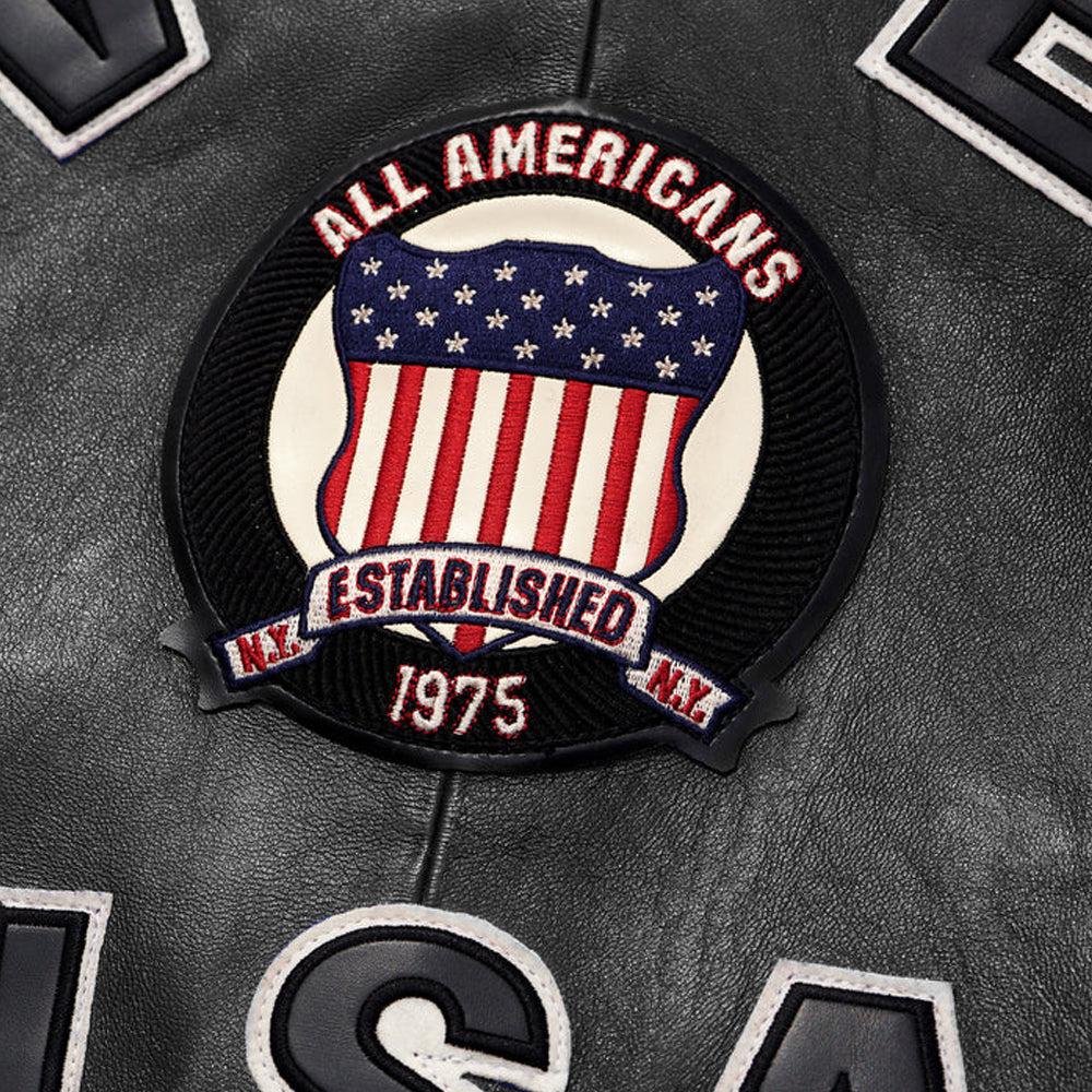 Avirex Jacket On Sale – Classic Avirex Varsity Black Jacket with Patch Detail - bombersflight
