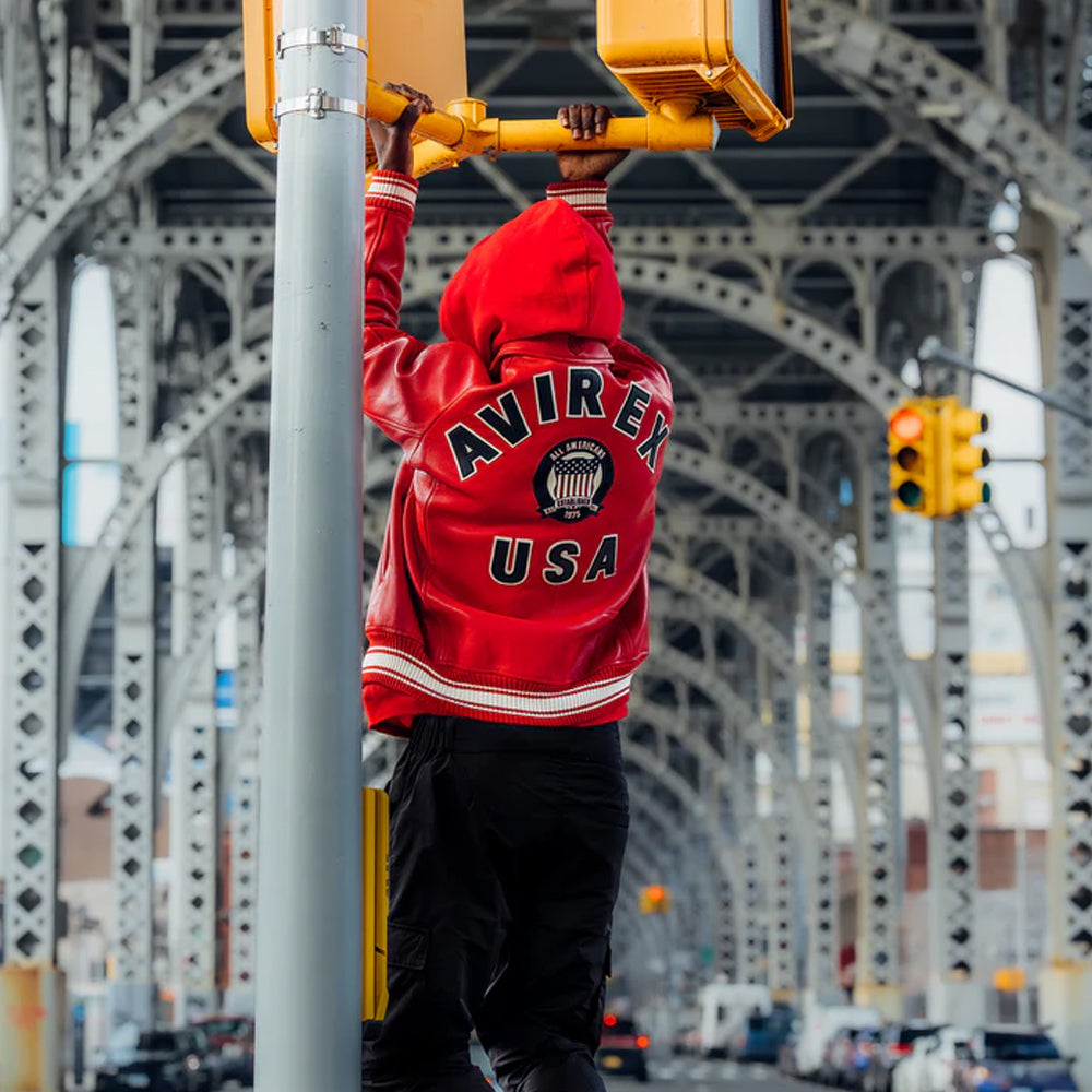 New Men's Aviex Jacket Classic Leather Bomber Jacket - bombersflight