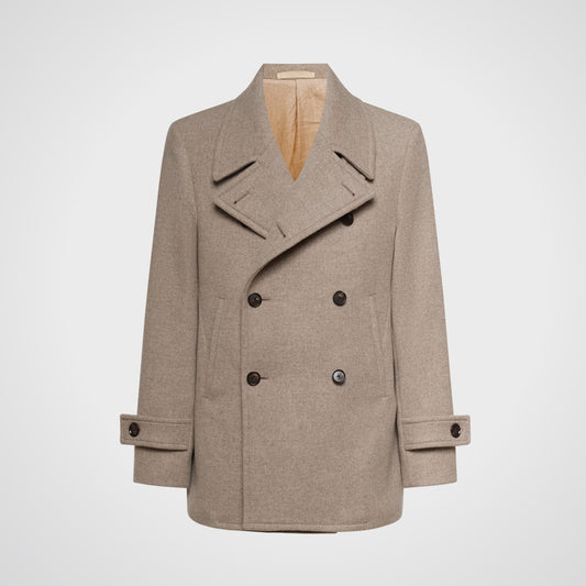 Beige Wool Blend Royal Navy Peacoat