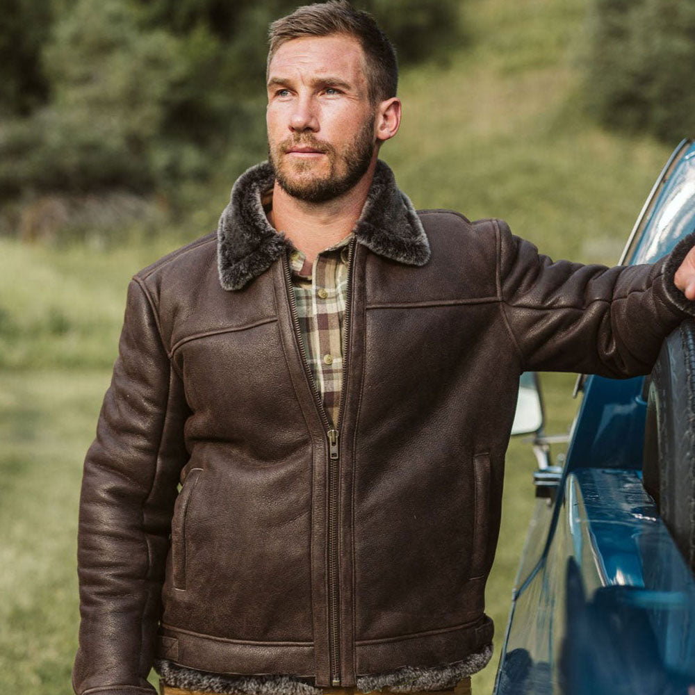 Men's Brown B3 Bomber Shearling Jacket