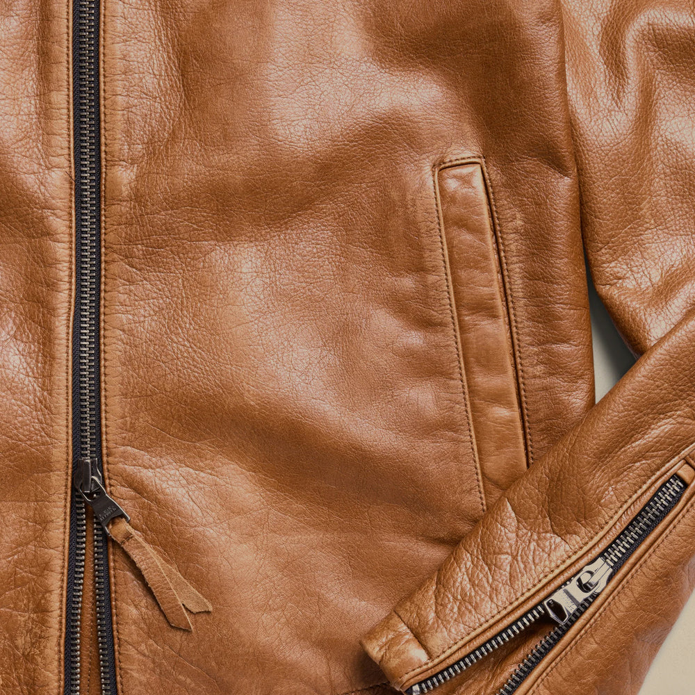 Brown Racer Leather Moto Jacket