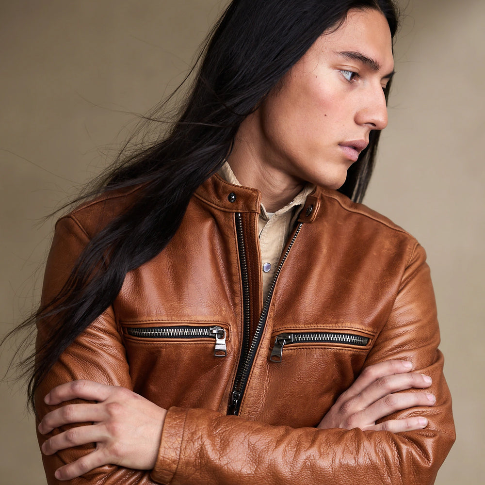 Brown Cafe Racer Moto Jacket