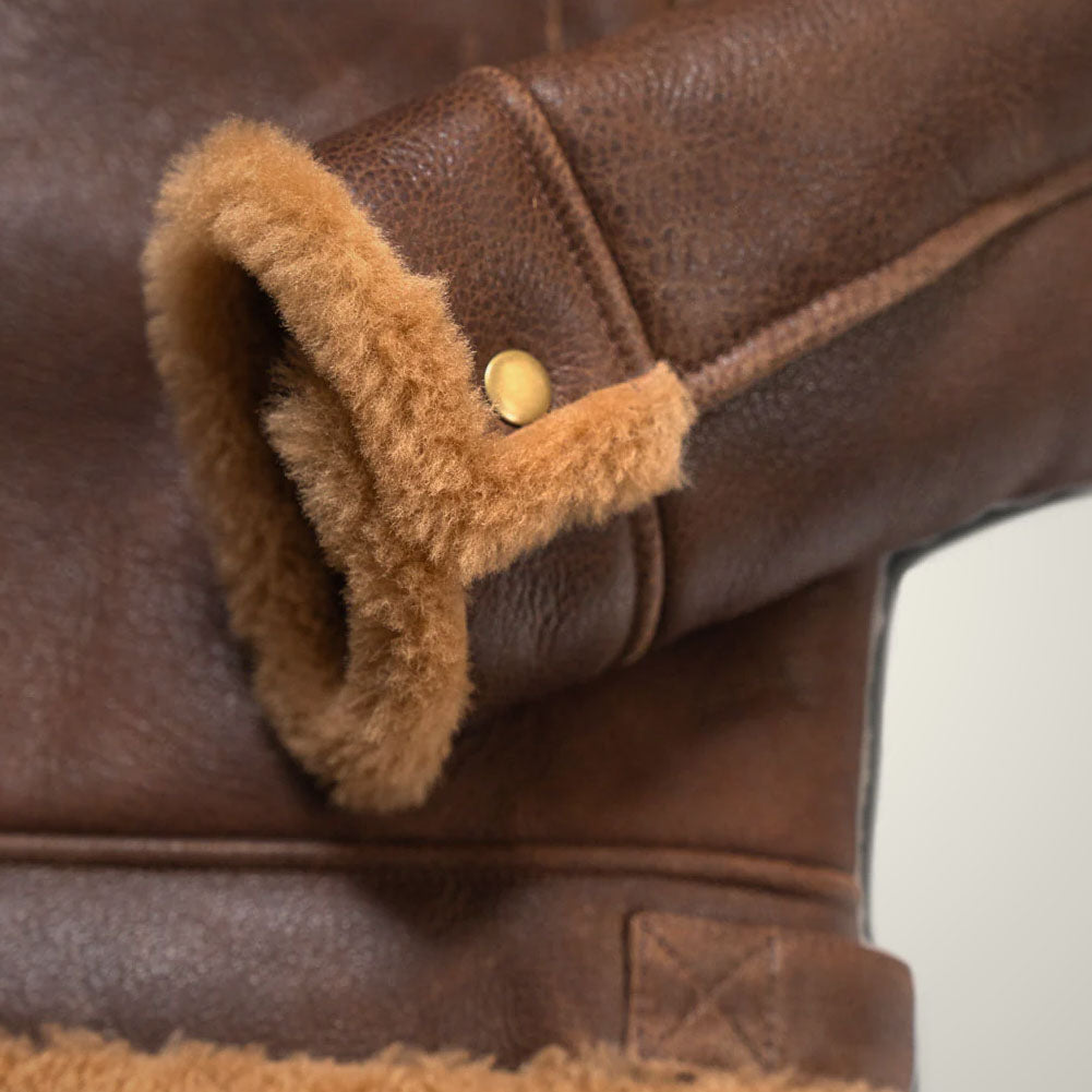 Men's Brown Shearling Leather Jacket