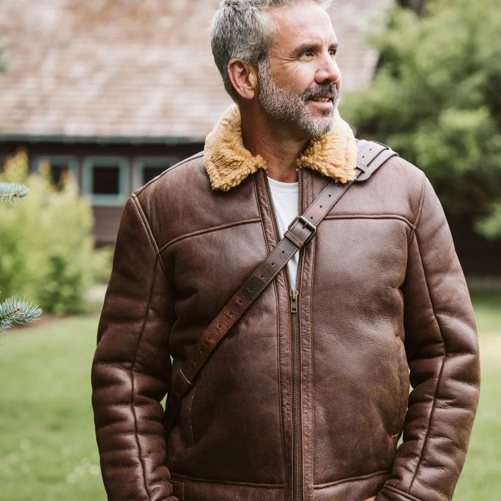 Men's Brown Sheepskin Shearling Leather Jacket