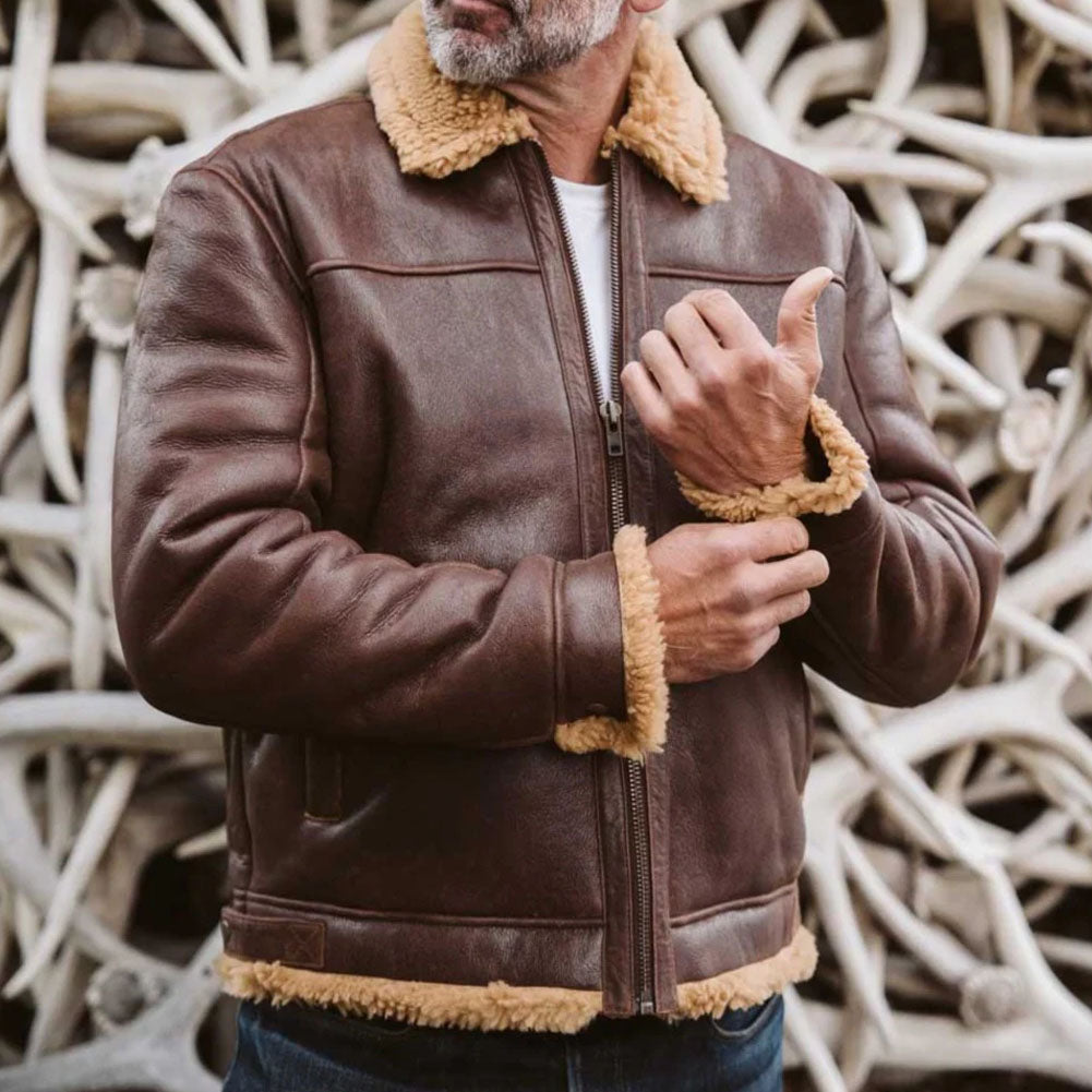 Men's Brown B3 WW2 Bomber Leather Jacket