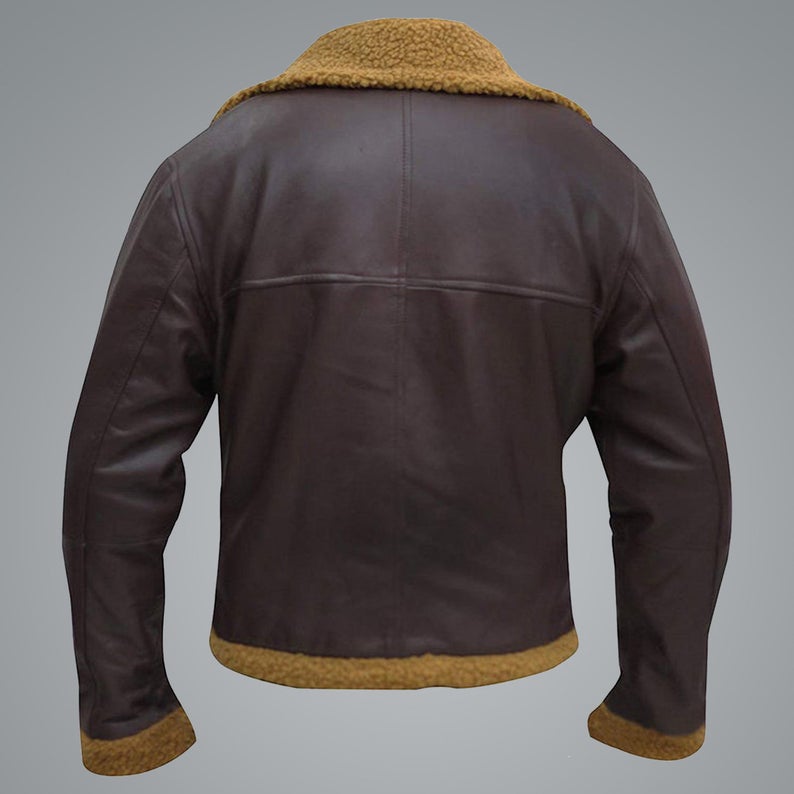 B3 Men's Flying Aviator Winter Sheepskin Shearling Bomber Leather Jacket - bombersflight