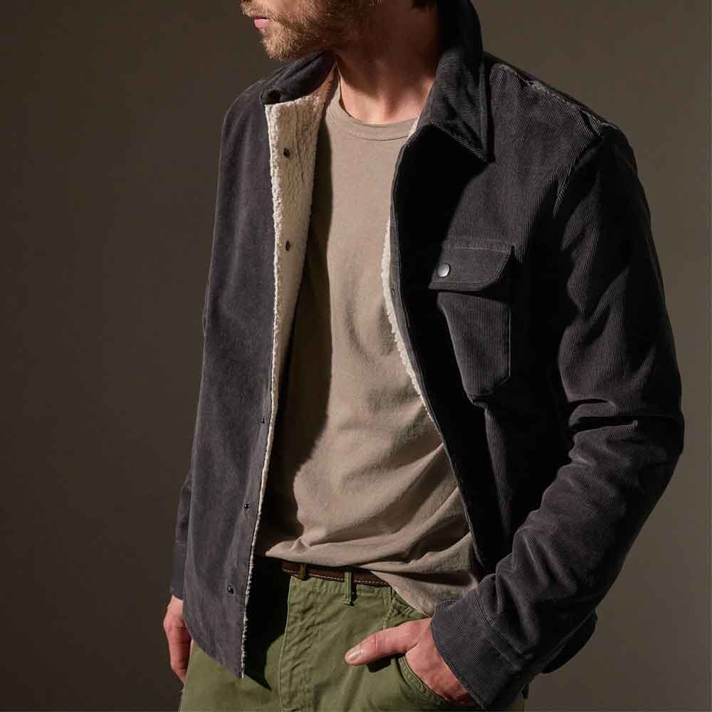 Lined Corduroy Jacket in Charcoal Grey