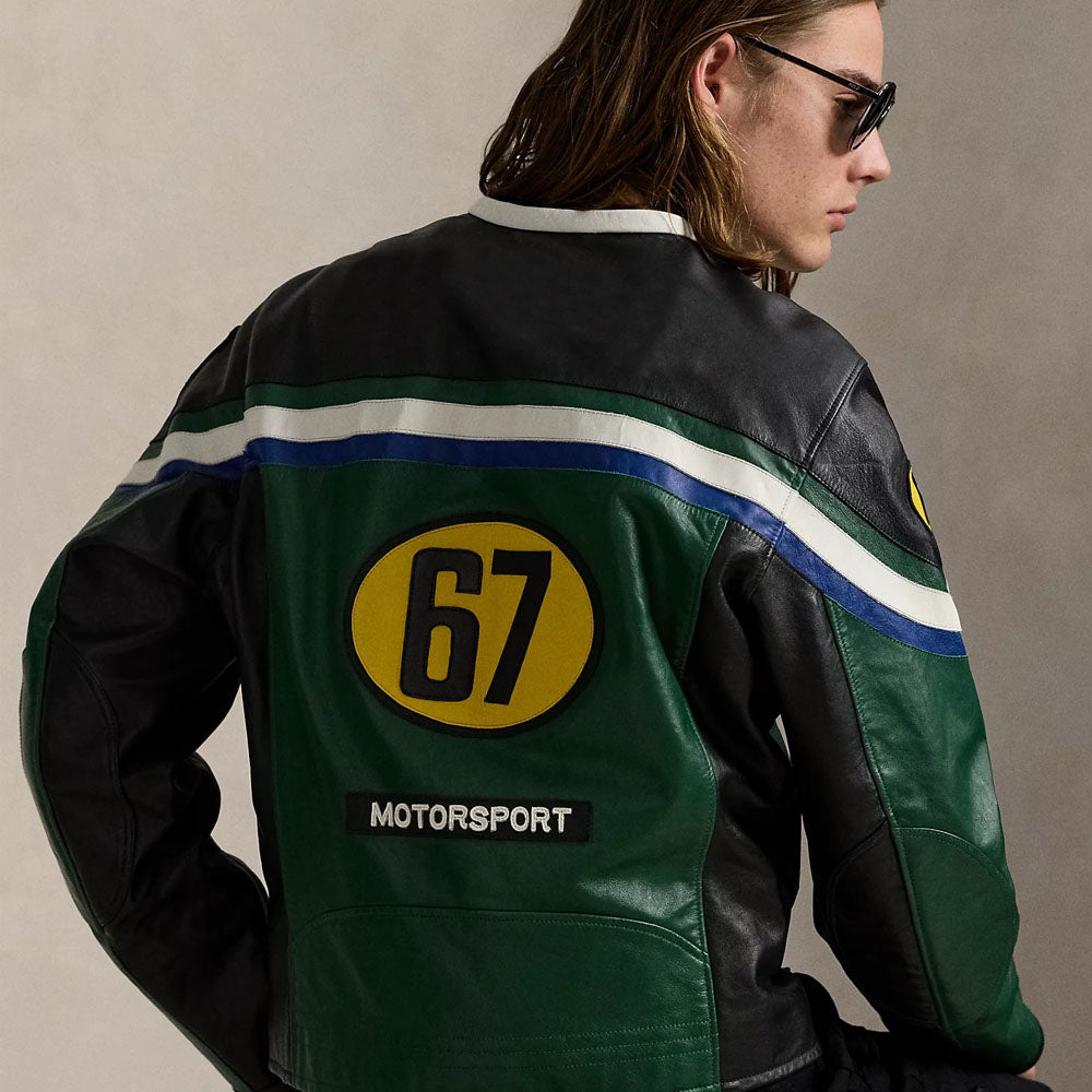 Racer Motor Racing Leather Moto Jacket