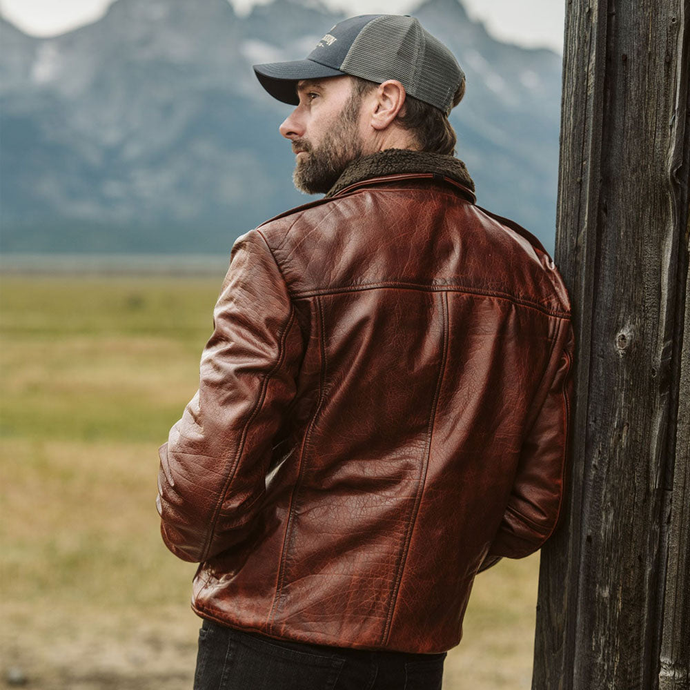 Men's G1 Aviator Flight Bomber Jacket With Detachable Fur Collar