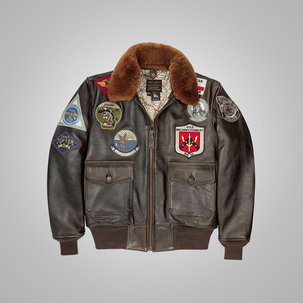Men's Top Gun Maverick G-1 Flight Leather Bomber Jacket