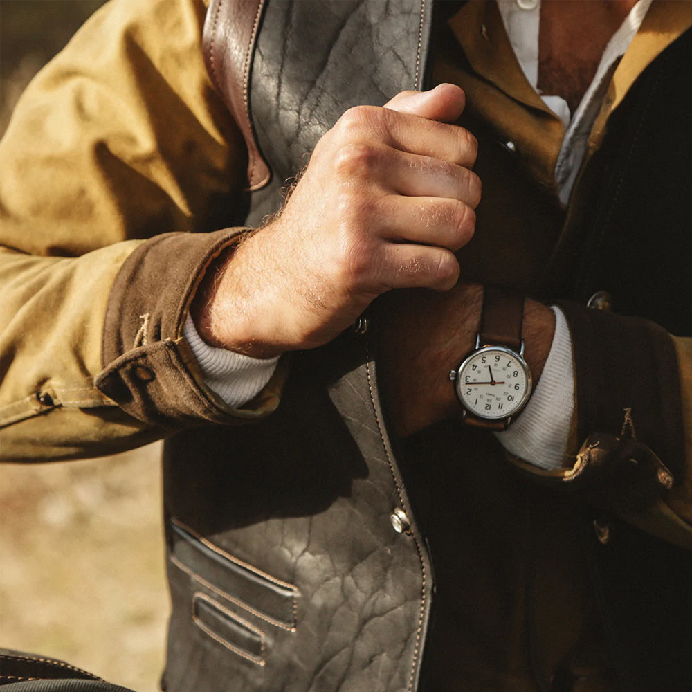 Mens Waistcoat Multi Color Brown Buffalo Leather Vest - bombersflight