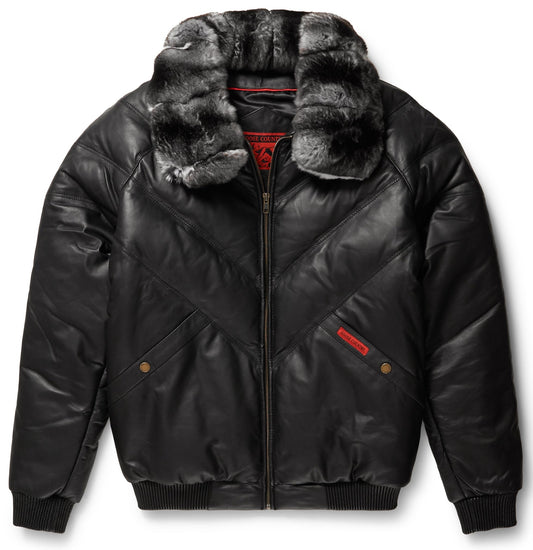 Black Genuine Soft Leather V-Bomber Jacket - bombersflight