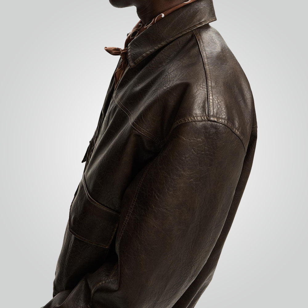 Brown A2 Leather Bomber Jacket for men