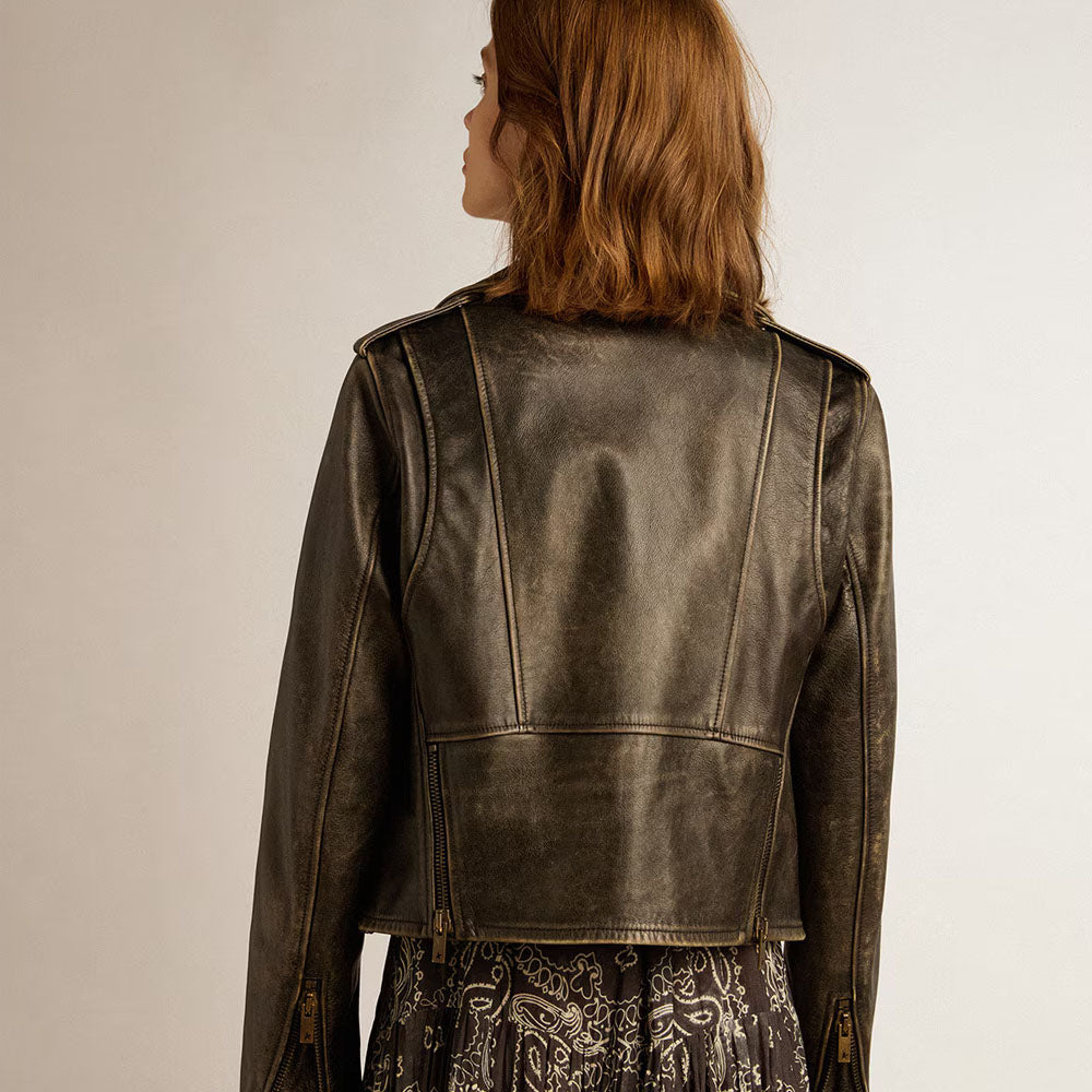 Black Motorbike Leather Biker Jacket