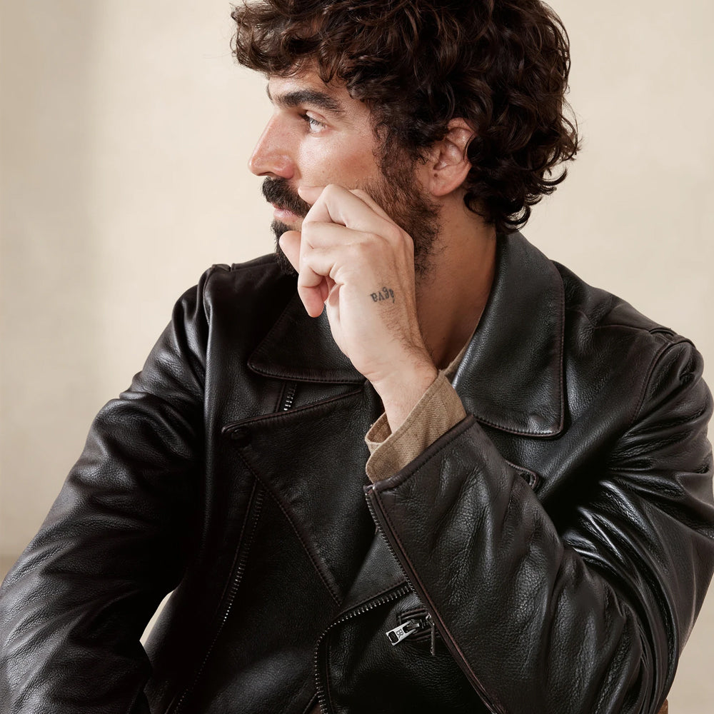 Black Motorbike Leather Moto Jacket