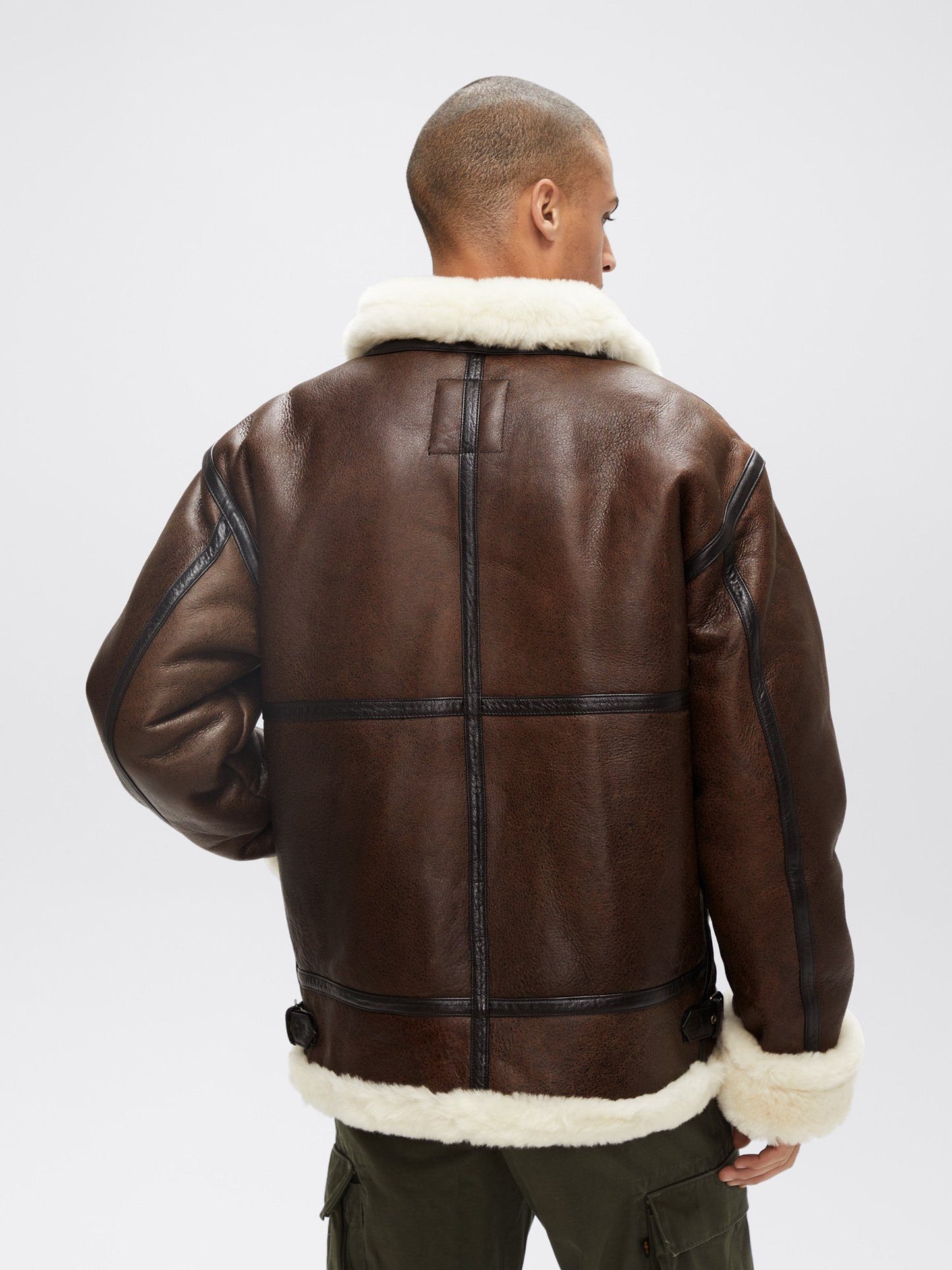 Men's Warm Shearling Leather Jacket B3 Flight Style Leather Jacket - bombersflight