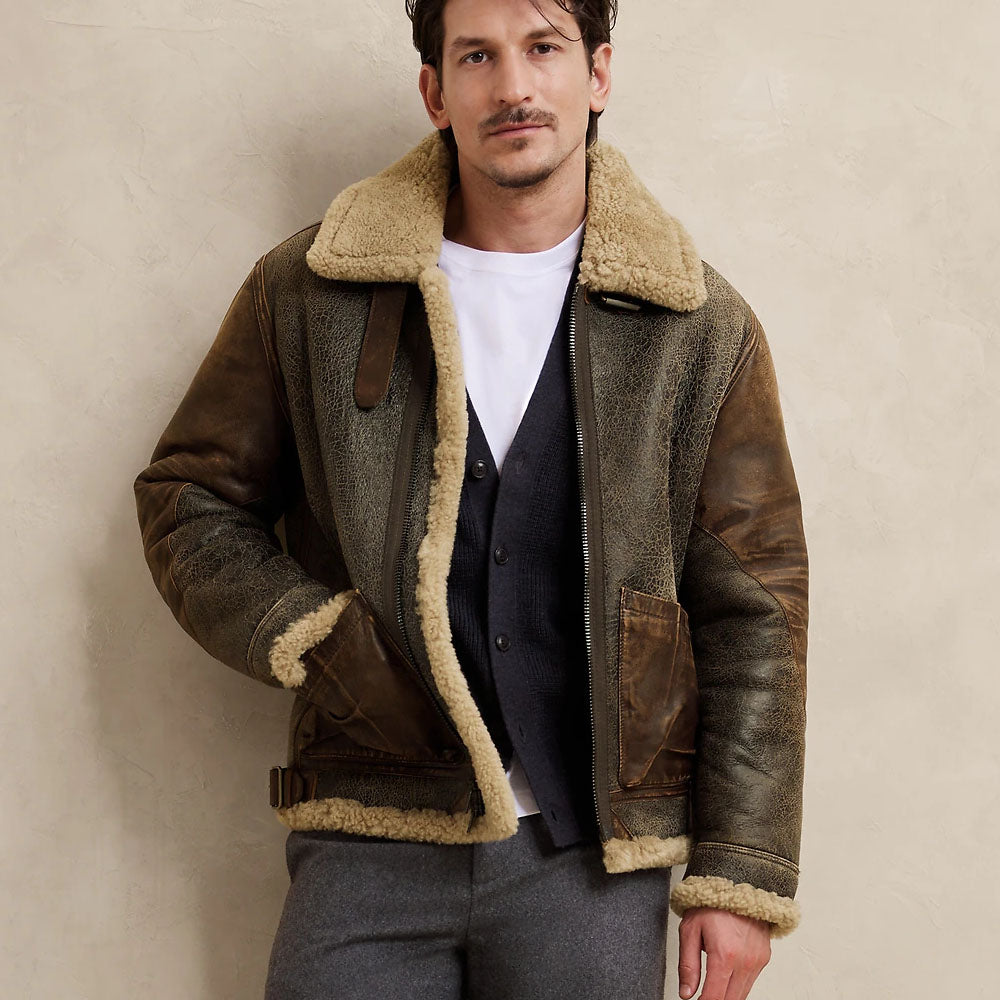 Men's Leather Bomber Jacket