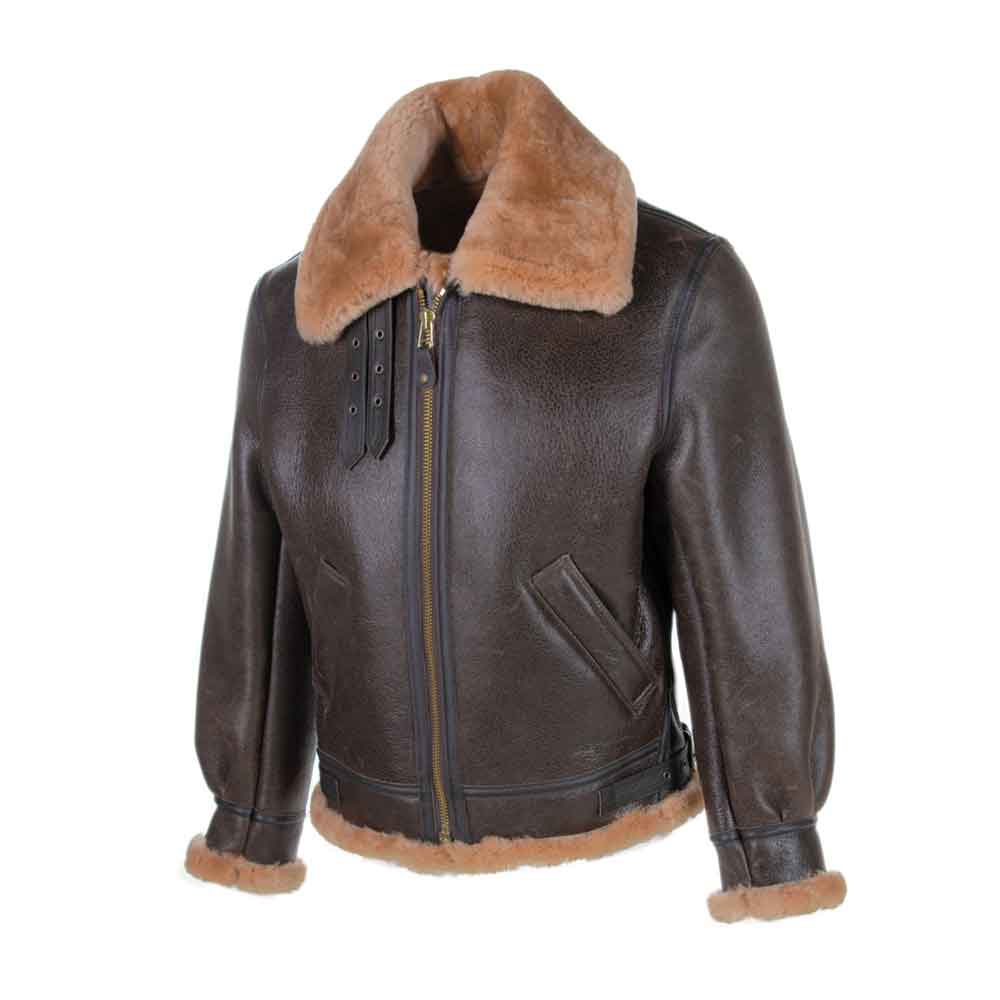 Bomber Jacket with Fur Men in Brown Colour