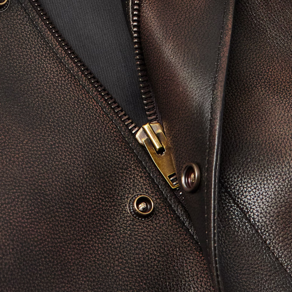 Men's Brown Leather Bomber Jacket