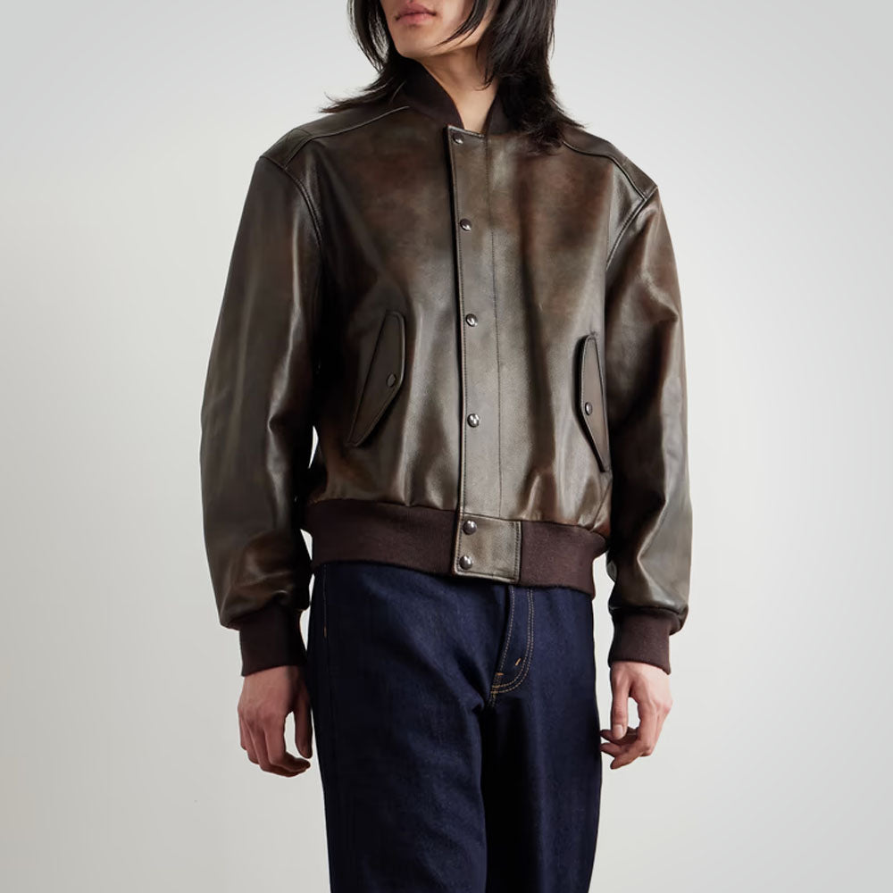 Men's Full Grain A1 Leather Bomber Jacket