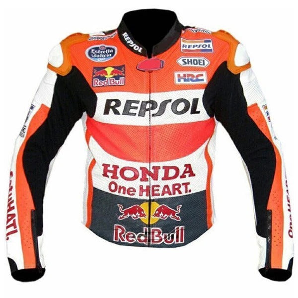 New Men's Racing Motorcycle Cowhide Genuine Leather Jacket - bombersflight