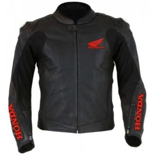 Black Honda Motorbike Jacket New Racing Leather Jacket - bombersflight