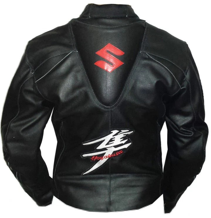 SUZUKI GSXR Motorcycle Leather Racing Red Jacket - bombersflight