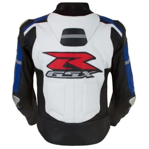 Suzuki Gsxr Blue Motorcycle Leather Race Jacket - bombersflight
