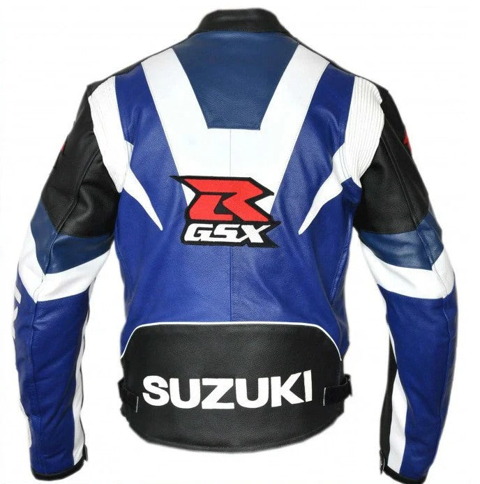 Trending Suzuki Gsxr Motorcycle Blue Leather moto Jacket - bombersflight