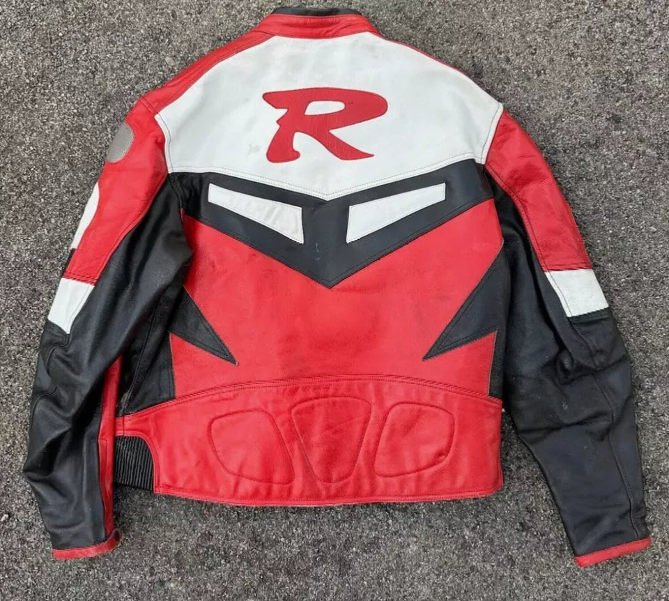 Yamaha Red Motorcycle Jacket Cowhide Riding Leather Jacket - bombersflight