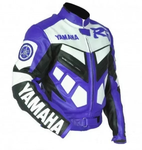 Yamaha R6 Motorcycle Jacket CE Armors Cowhide Leather Biker Jacket - bombersflight