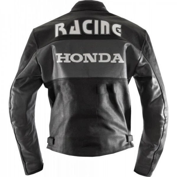 Black Honda Motorbike Jacket Real Cowhide Leather Jacket - bombersflight