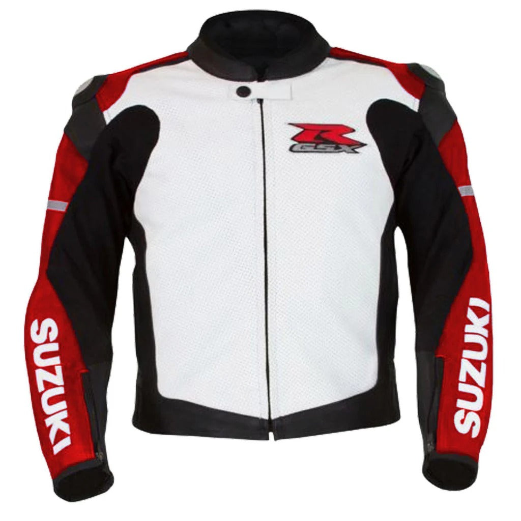 SUZUKI GSXR Motorcycle Leather Racing Jacket on sale - bombersflight