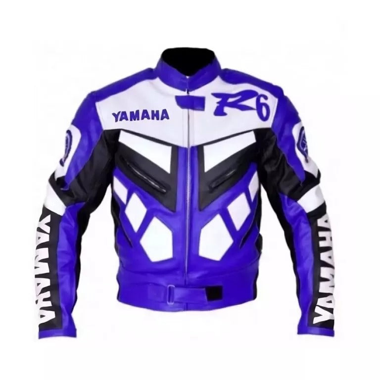Yamaha R6 Motorcycle Jacket CE Armors Cowhide Leather Biker Jacket - bombersflight