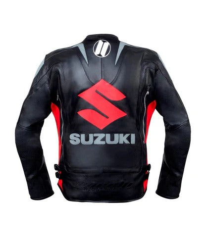 New Suzuki Motorbike Jacket Red Suzuki Motorcycle Leather Racing Jacket - bombersflight