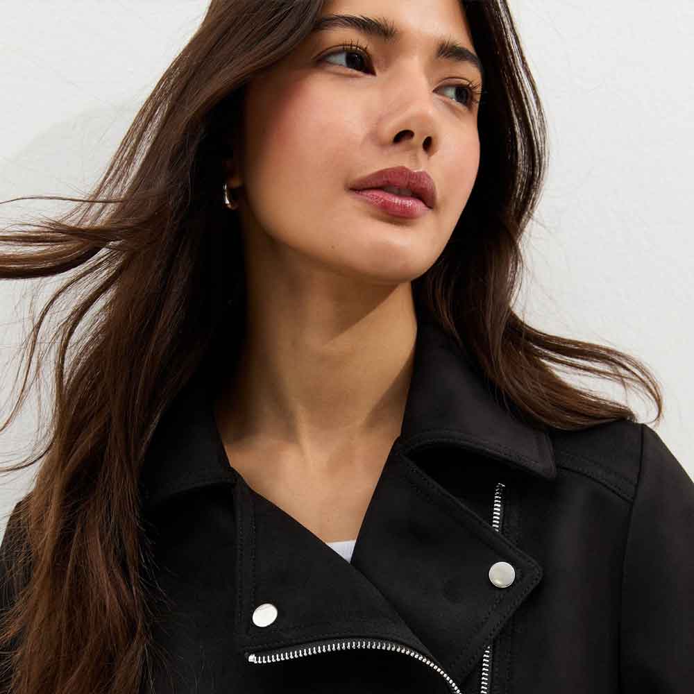 Close up of Black Suede Jacket