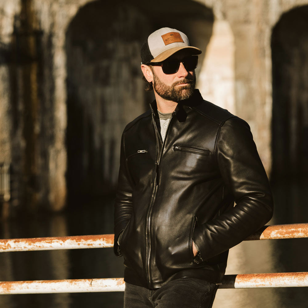 Cafe Racer Leather Moto Jacket