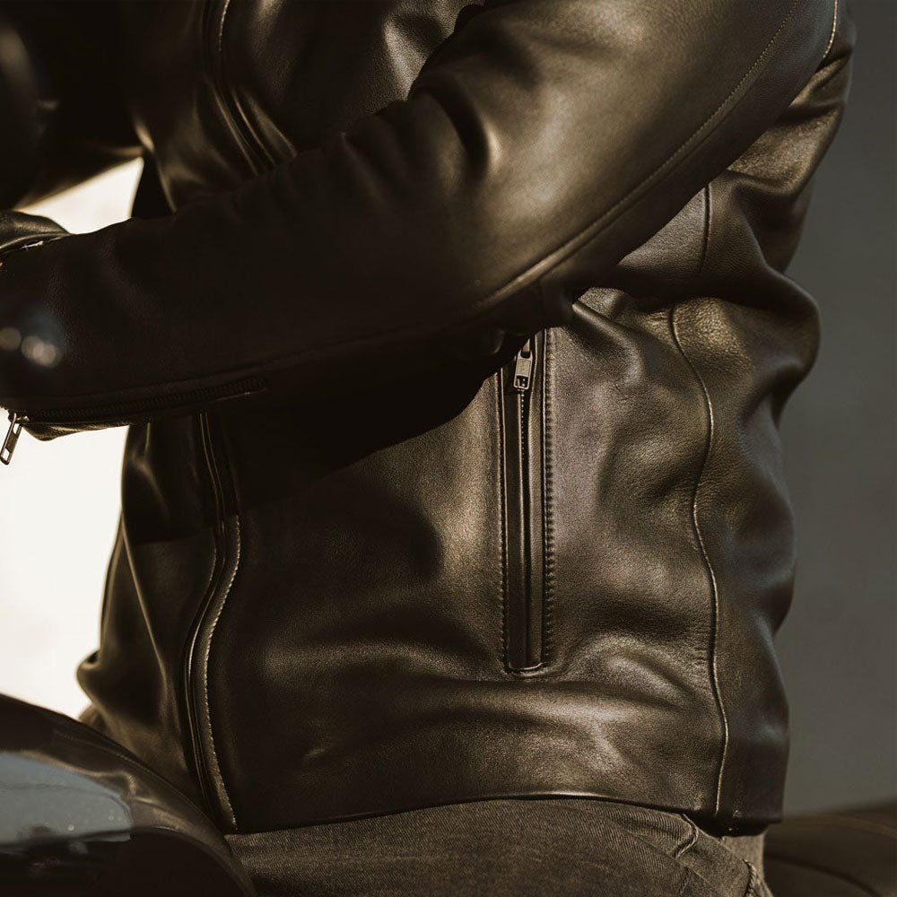 Men's Black Racer Leather Moto Jacket