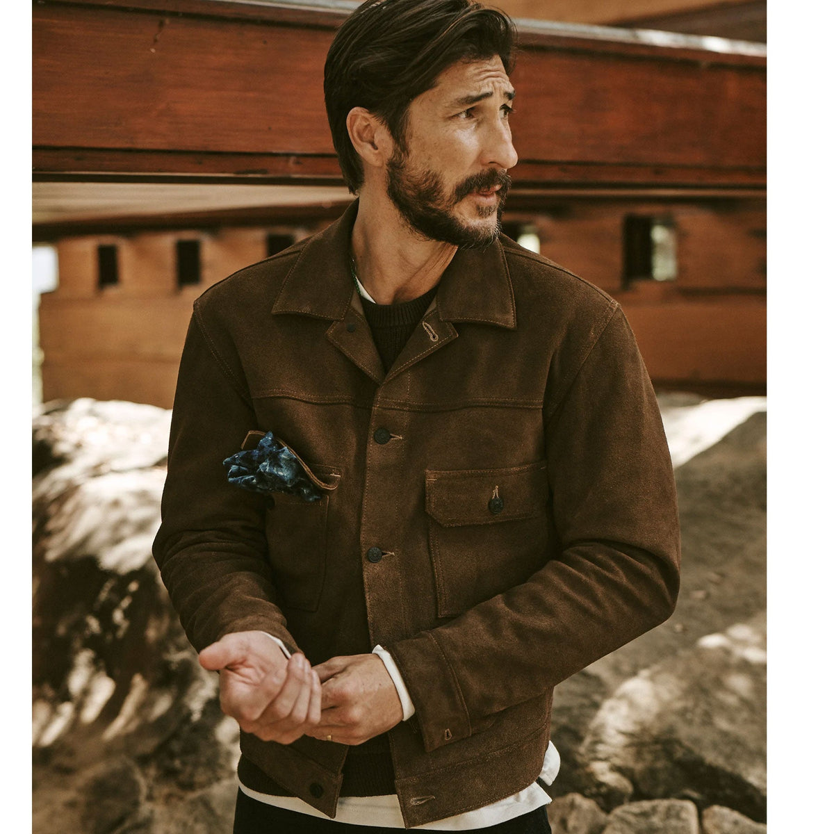 men goatskin leather suede jacket