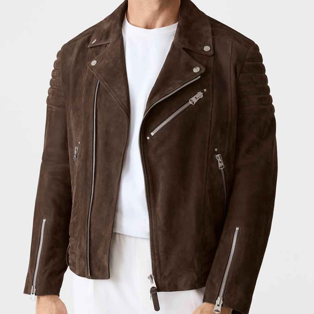 Suede Biker Jacket Men