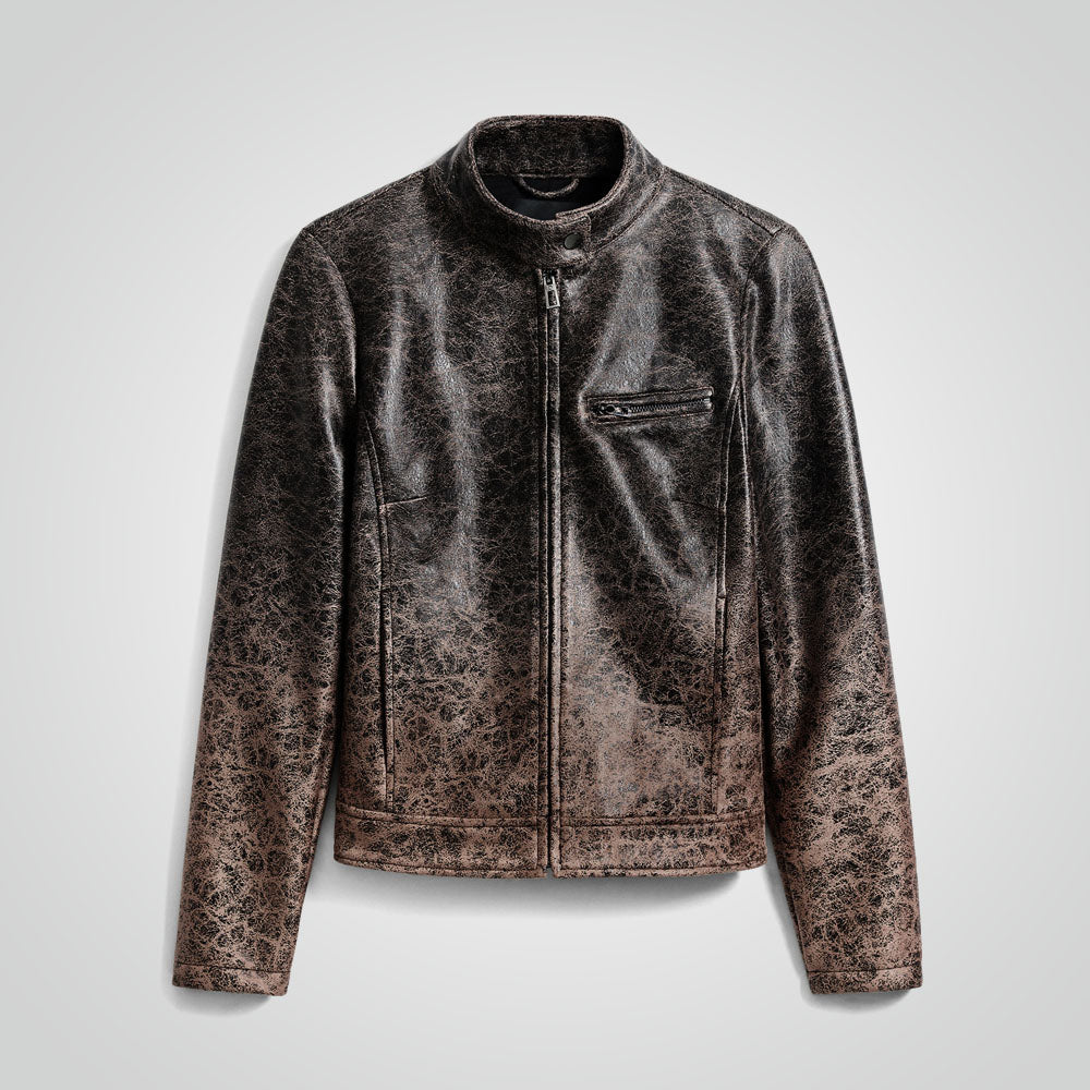 Women Vintage Cafe Racer Leather Biker Jacket