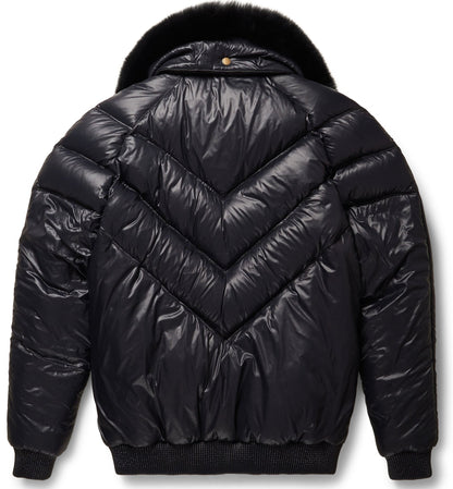 Genuine Black Leather V-Bomber Jacket - bombersflight