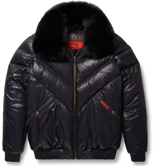 Genuine Black Leather V-Bomber Jacket - bombersflight