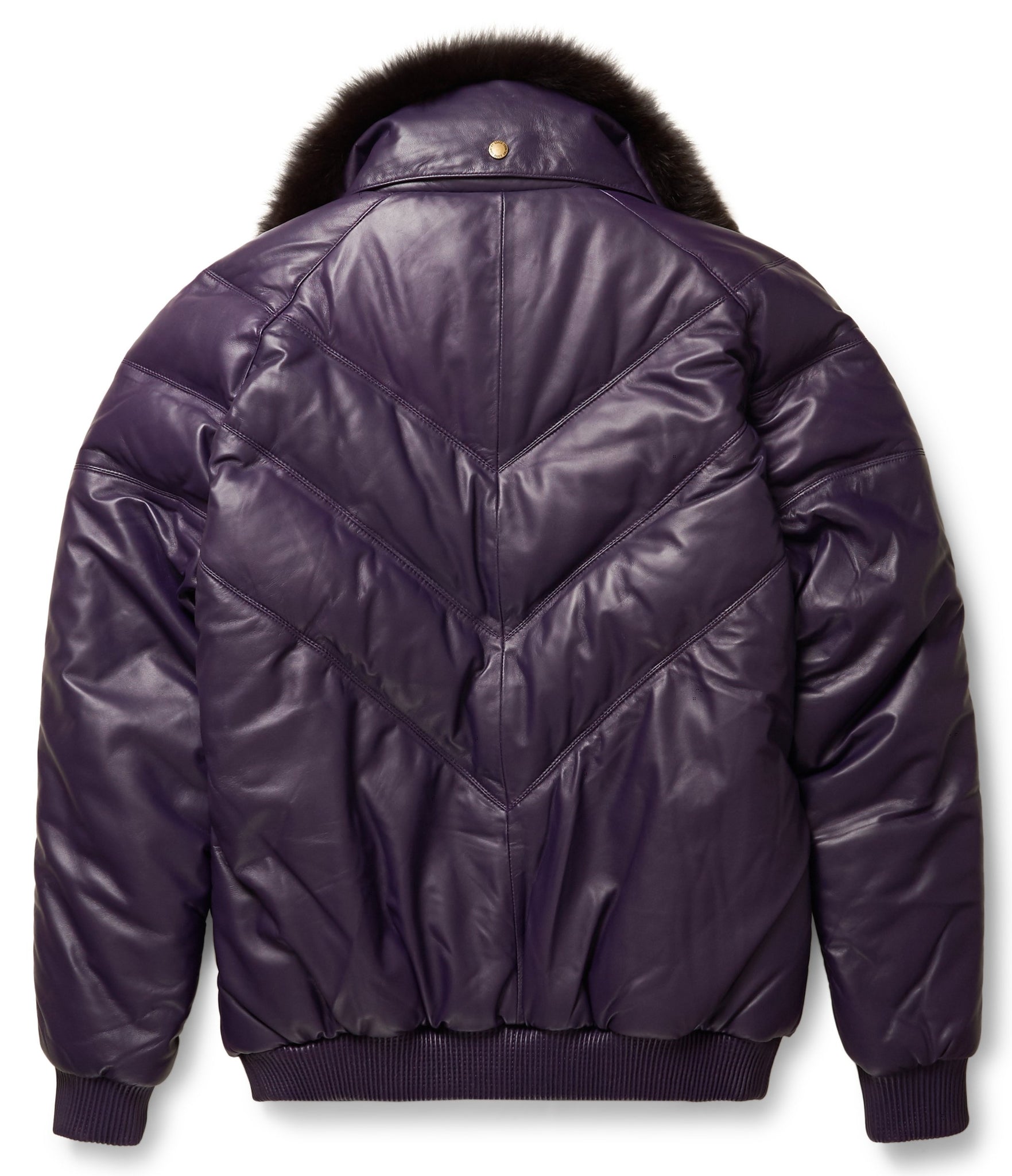 Purple Leather V-Bomber Jacket - bombersflight