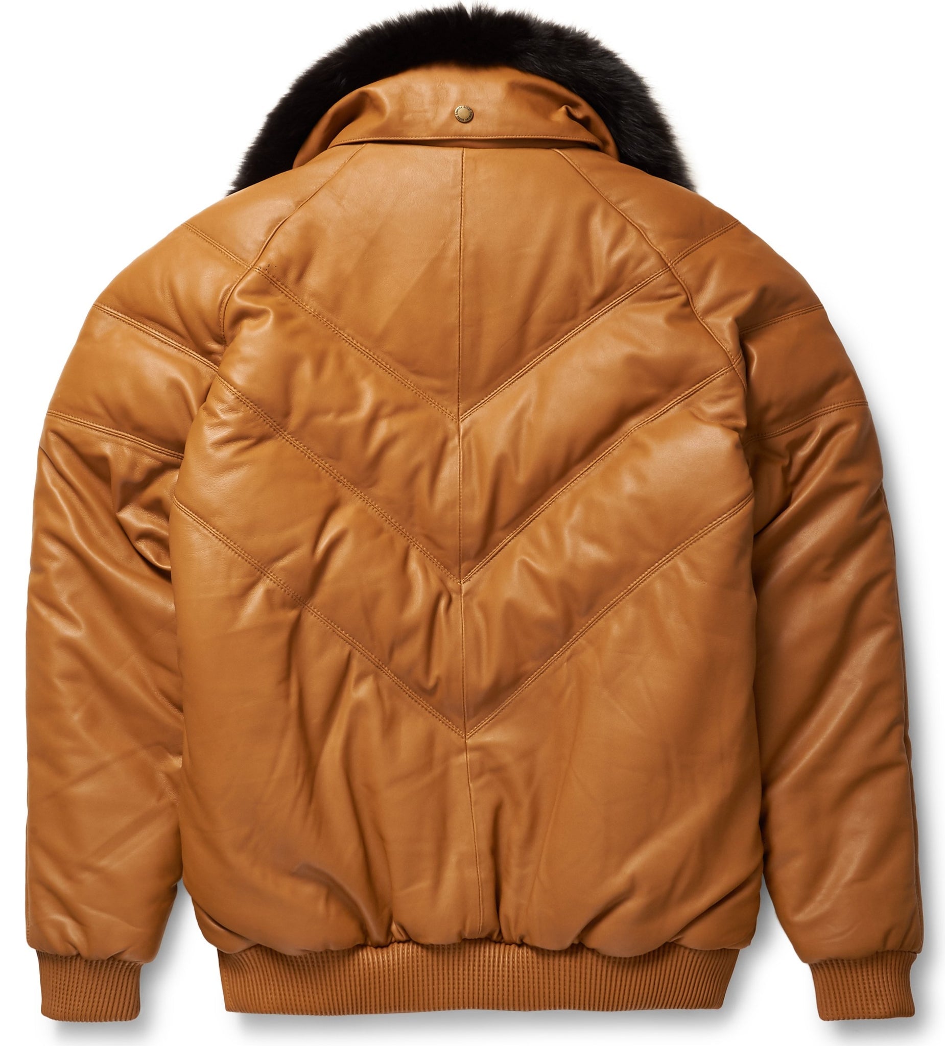 Camel Leather V-Bomber Jacket Thick Winter Jacket - bombersflight