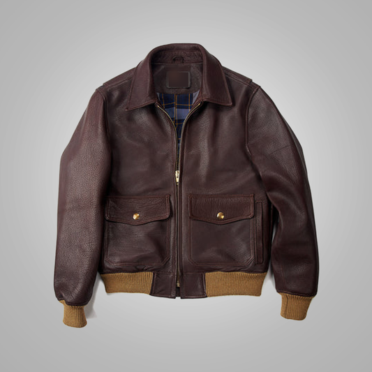 Men's A2 Bomber Flying RAF Aviator Sheepskin Leather Jacket - bombersflight