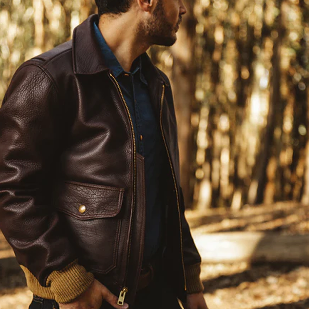 Men's A2 Bomber Flying RAF Aviator Sheepskin Leather Jacket - bombersflight