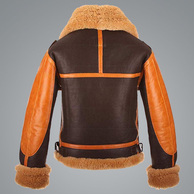 Aviator RAF Sheepskin Men B3 Shearling Bomber Leather Jacket - bombersflight