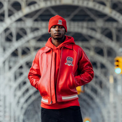 New Men's Aviex Jacket Classic Leather Bomber Jacket - bombersflight